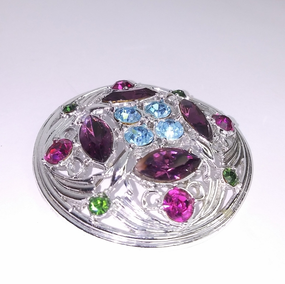 Sara Cov Purple Springtime 1972 Rhinestone Brooch Pin - Picture 7 of 8